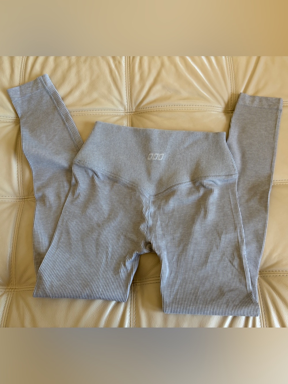 Lorna Jane Gray Ribbed High-Waist Leggings